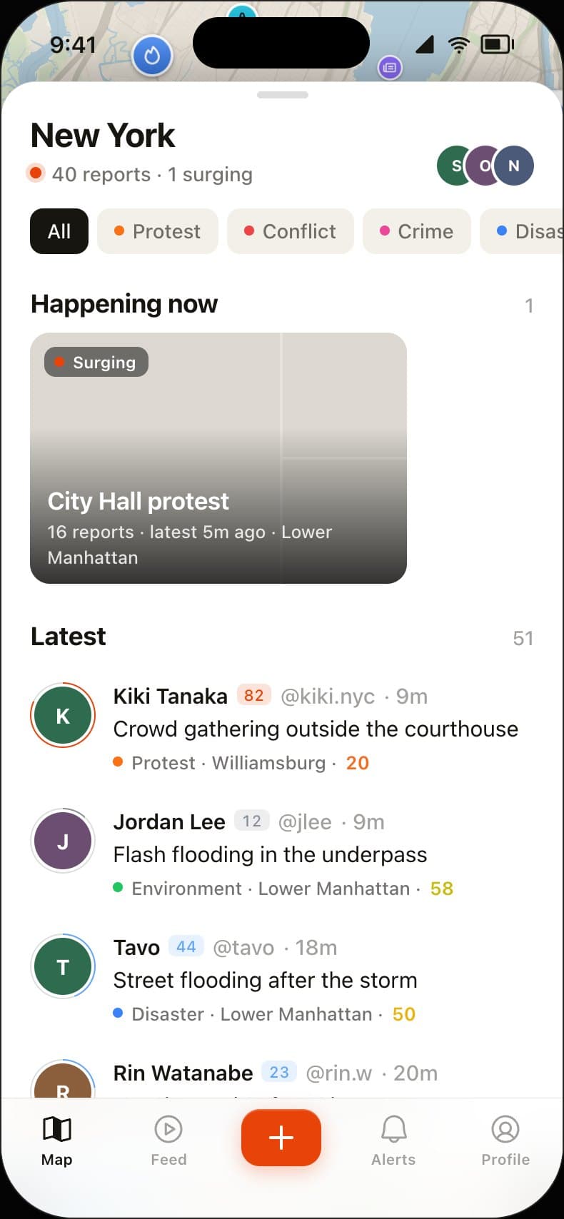 The Witness app list of reports in New York